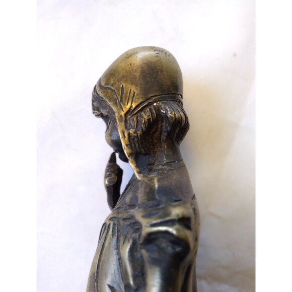 Set of Two (2) Doorstops 11" Girls Standing On Chair Bronze Statues - Picture 8 of 16